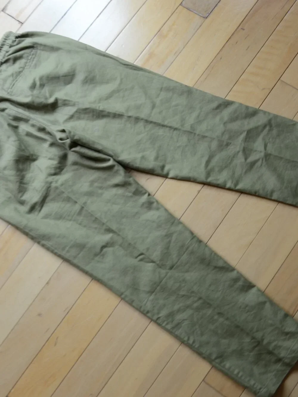 Quince Cotton Linen Twill Straight Leg Pants Army Green Size S